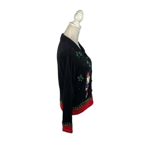 Victoria Jones Petite Embellished Nutcracker Christmas Cardigan Sweater Beads PM - Picture 8 of 13